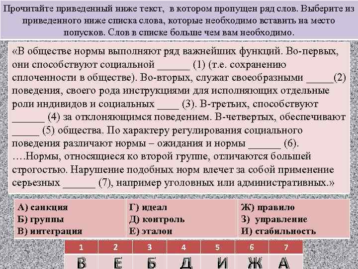 Прочитайте приведенный ниже текст, в котором пропущен ряд слов. Выберите из приведенного ниже списка