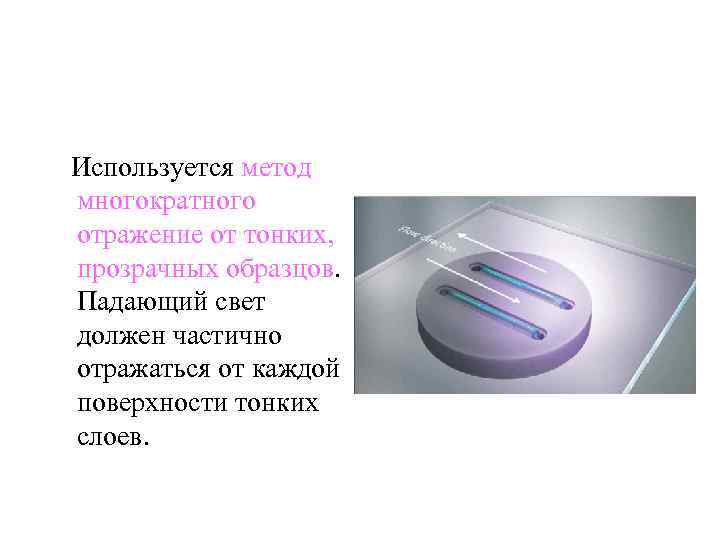  Используется метод многократного отражение от тонких, прозрачных образцов. Падающий свет должен частично отражаться
