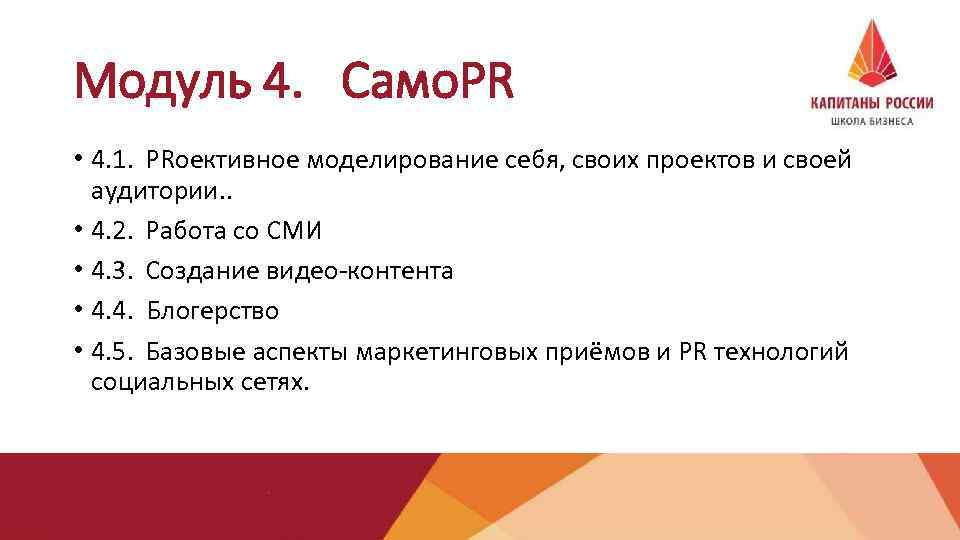 Модуль 4. Само. PR • 4. 1. PRоективное моделирование себя, своих проектов и своей