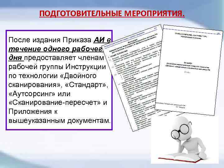 ПОДГОТОВИТЕЛЬНЫЕ МЕРОПРИЯТИЯ. После издания Приказа АИ в течение одного рабочего дня предоставляет членам рабочей