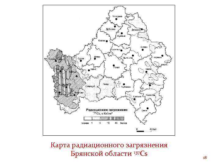 Карта радиационного загрязнения липецкой области