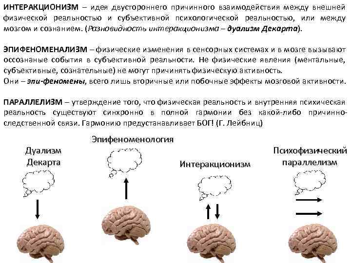 ИНТЕРАКЦИОНИЗМ – идея двустороннего причинного взаимодействия между внешней физической реальностью и субъективной психологической реальностью,