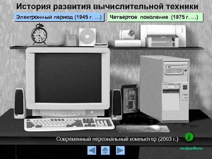 История развития вычислительной техники Электронный период (1945 г. …) Четвертое поколение (1975 г. …)