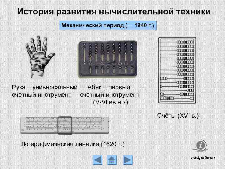 От счета на пальцах до персонального компьютера проект