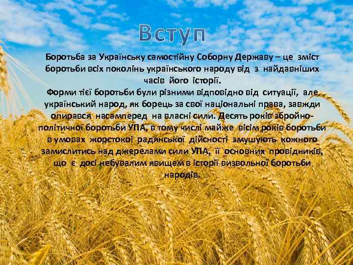 Боротьба за Українську самостійну Соборну Державу – це зміст боротьби всіх поколінь українського народу