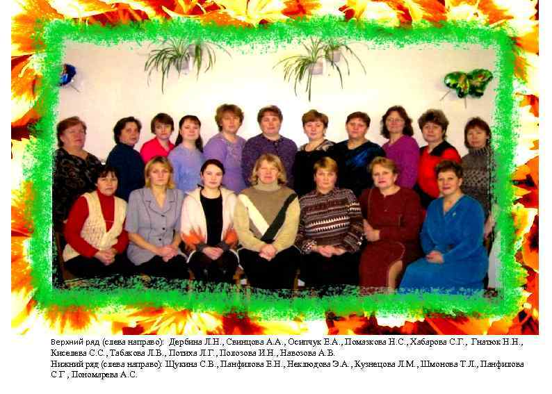 Верхний ряд (слева направо): Дербина Л. Н. , Свинцова А. А. , Осипчук Е.