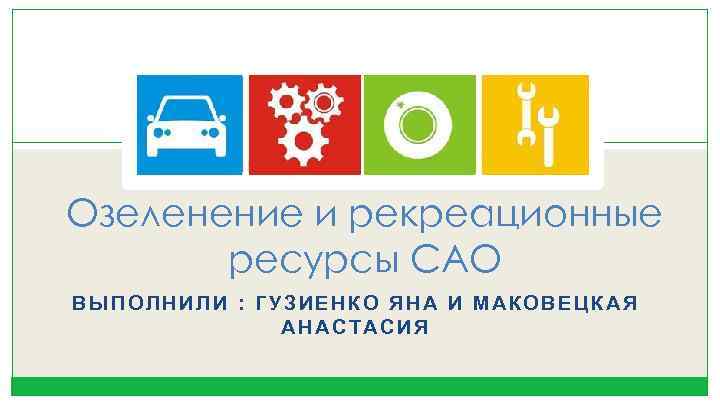 Озеленение и рекреационные ресурсы САО ВЫПОЛНИЛИ : ГУЗИЕНКО ЯНА И МАКОВЕЦКАЯ АНАСТАСИЯ 