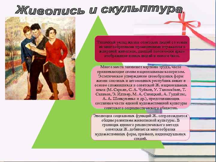 Типичный уклад жизни советских людей со всеми её многообразными проявлениями отражается в жанровой живописи,