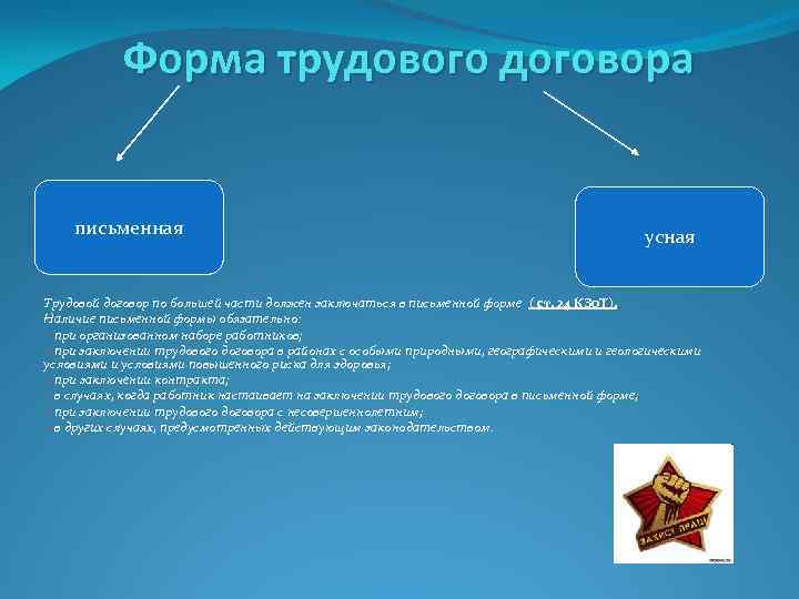 Обязательная форма договора. Формы рудовогодоговора\. Форма заключения трудового договора. Какова форма трудового договора. Формы трудового договора кратко.