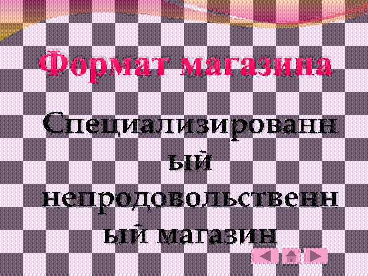 Формат магазина Специализированн ый непродовольственн ый магазин 