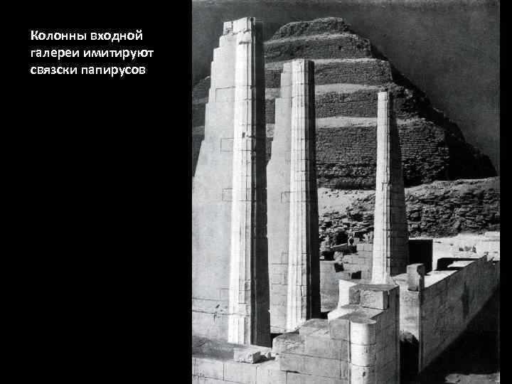 Колонны входной галереи имитируют связски папирусов 