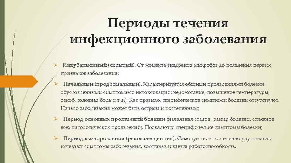 Периоды течения инфекционных заболеваний схема