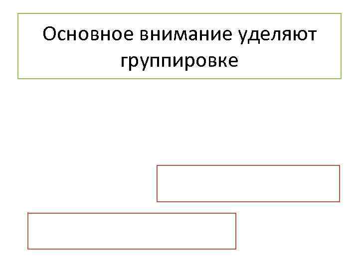 Основное внимание уделяют группировке 