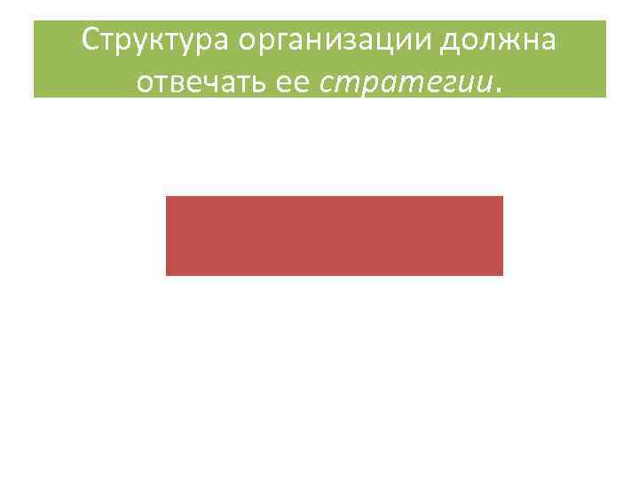 Структура организации должна отвечать ее стратегии. 