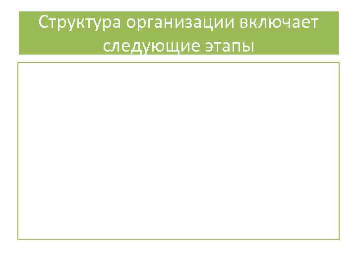 Структура организации включает следующие этапы 