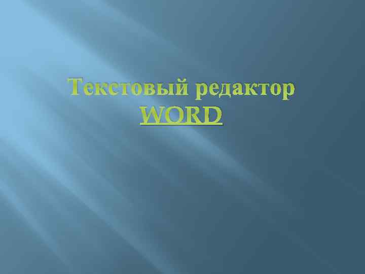 Текстовый редактор WORD 