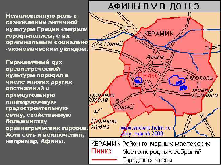 Немаловажную роль в становлении античной культуры Греции сыграли города-полисы, с их оригинальным социально -экономическим