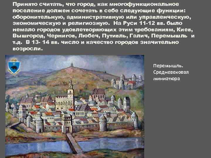 Принято считать, что город, как многофункциональное поселение должен сочетать в себе следующие функции: оборонительную,