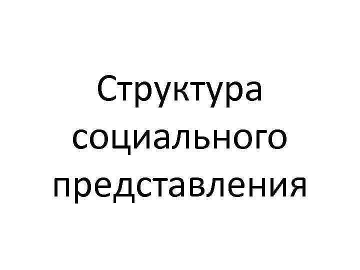 Структура социального представления 