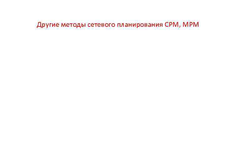 Другие методы сетевого планирования CPM, MPM 