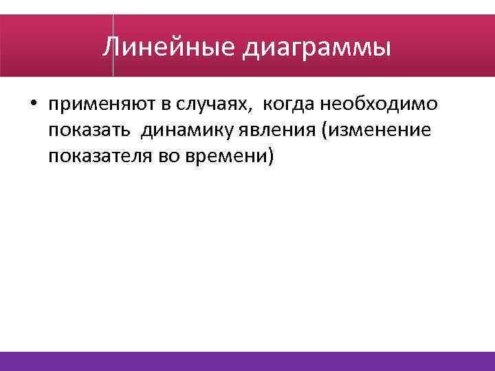 Линейные диаграммы • применяют в случаях, когда необходимо показать динамику явления (изменение показателя во