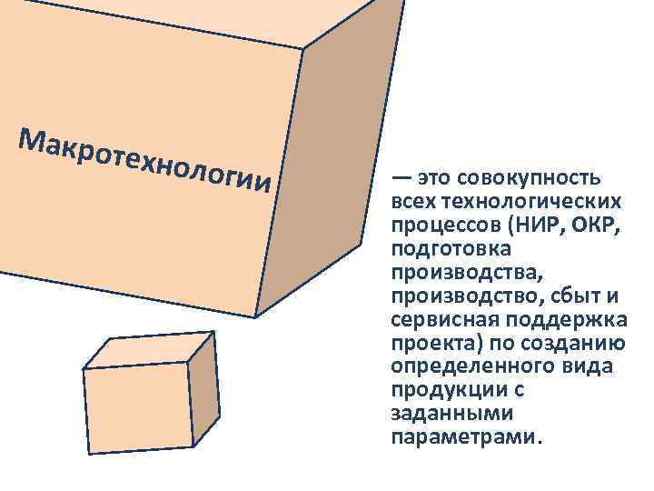 Макро технол огии — это совокупность всех технологических процессов (НИР, ОКР, подготовка производства, производство,