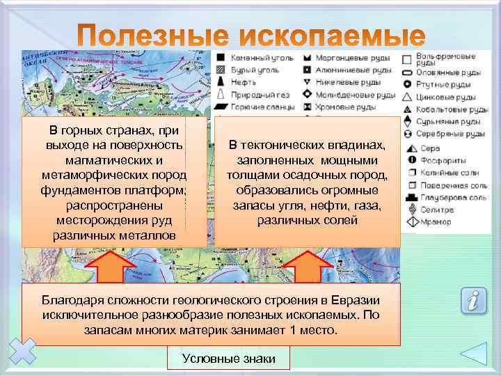 В горных странах, при выходе на поверхность магматических и метаморфических пород фундаментов платформ, распространены