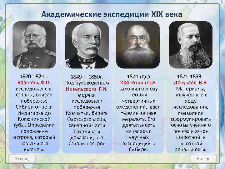 Академические экспедиции XIX века 1820 -1824 г. Врангель Ф. П. исследовал с-в. страны, описал