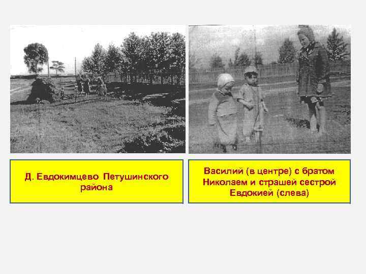 Д. Евдокимцево Петушинского района Василий (в центре) с братом Николаем и страшей сестрой Евдокией