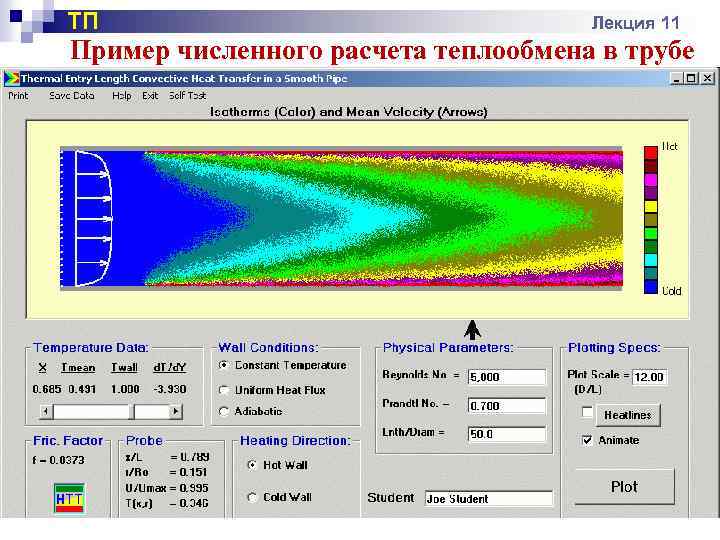 ТП Лекция 11 Пример численного расчета теплообмена в трубе 