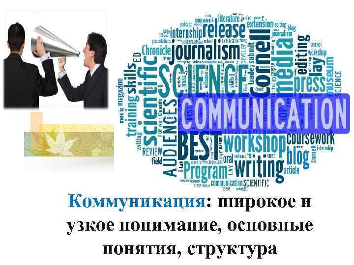 Коммуникация: широкое и узкое понимание, основные понятия, структура 