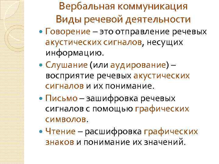 Говорение как вид речевой деятельности