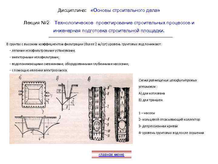 Дисциплина: «Основы строительного дела» Лекция № 2 Технологическое проектирование строительных процессов и инженерная подготовка