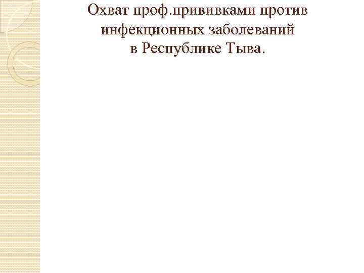 Охват проф. прививками против инфекционных заболеваний в Республике Тыва. 