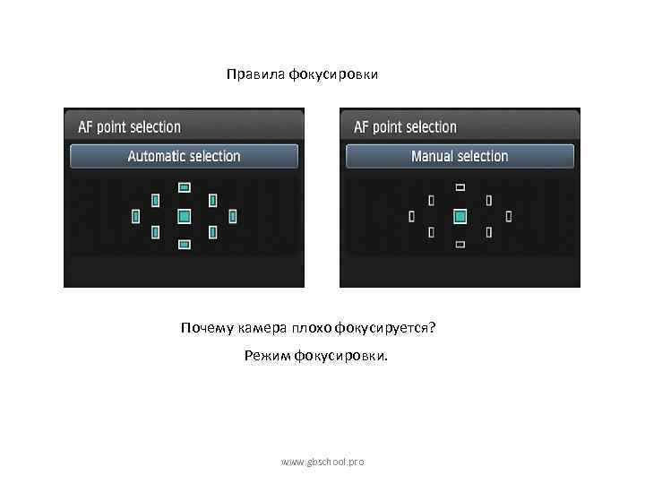 Правила фокусировки Почему камера плохо фокусируется? Режим фокусировки. www. gbschool. pro 