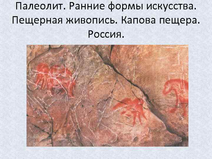 Палеолит. Ранние формы искусства. Пещерная живопись. Капова пещера. Россия. 