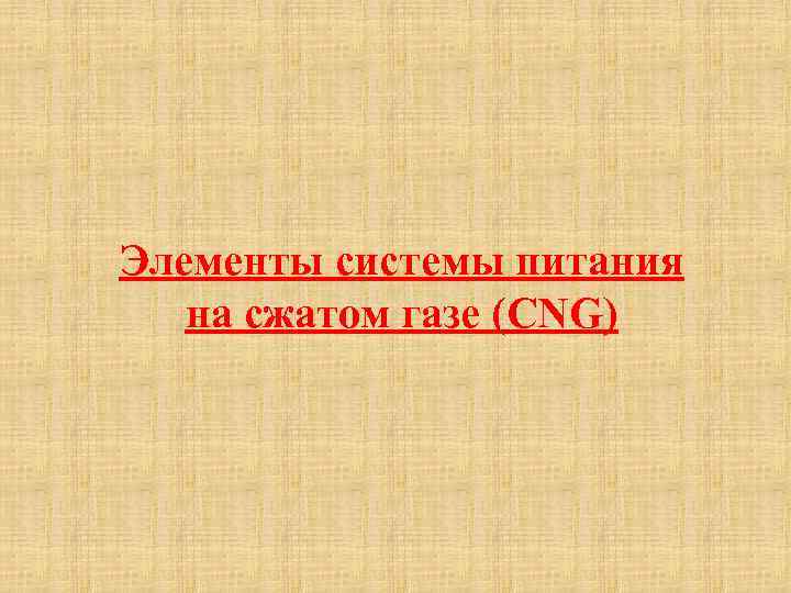 Элементы системы питания на сжатом газе (CNG) 