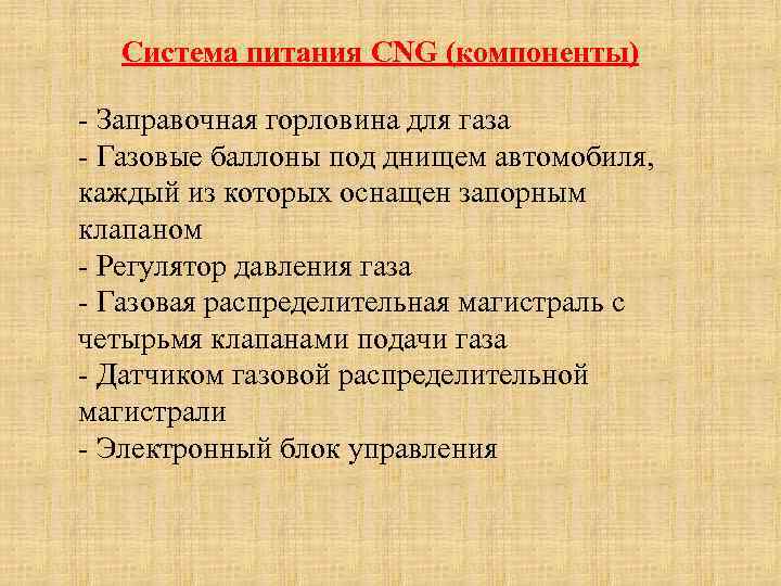 Система питания CNG (компоненты) - Заправочная горловина для газа - Газовые баллоны под днищем