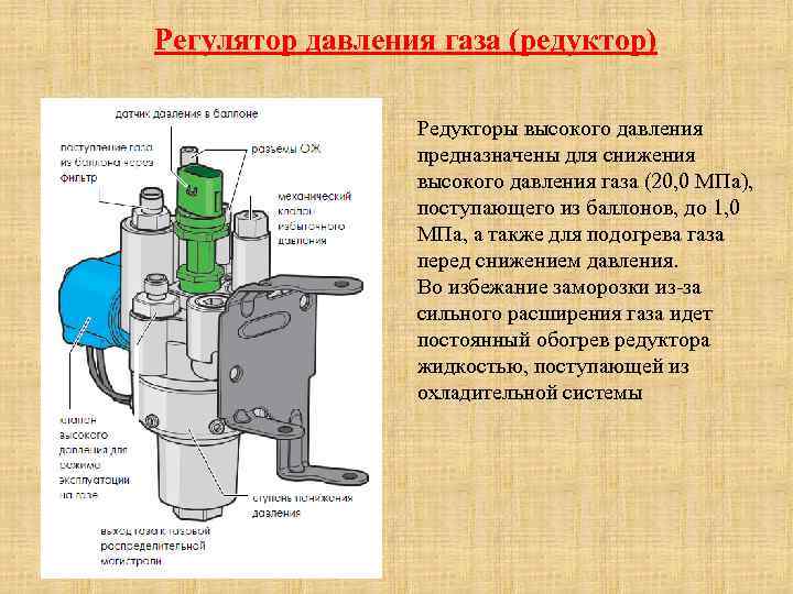 Регулятор давления газа (редуктор) Редукторы высокого давления предназначены для снижения высокого давления газа (20,