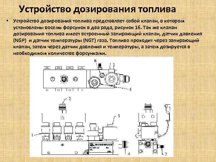 Устройство дозирования топлива • Устройство дозирования топлива представляет собой клапан, в котором установлены восемь