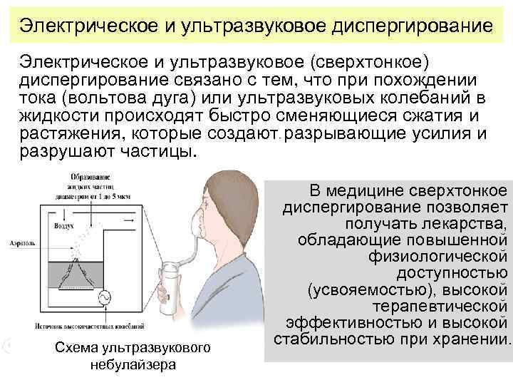 Электрическое и ультразвуковое диспергирование Электрическое и ультразвуковое (сверхтонкое) диспергирование связано с тем, что при