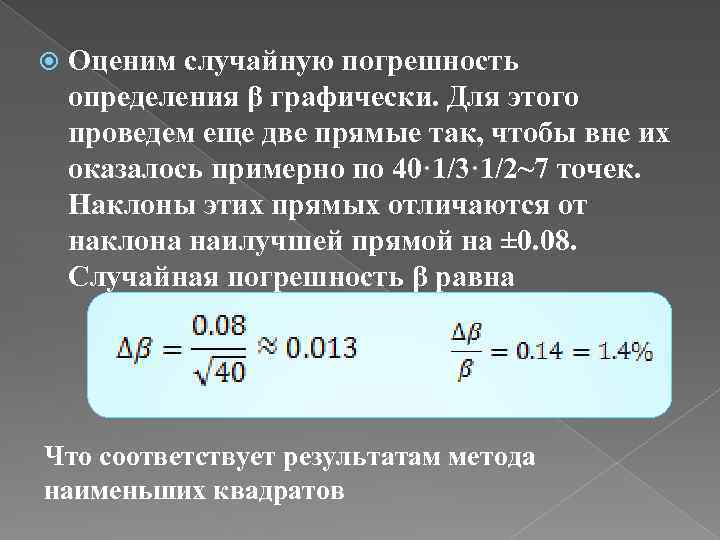  Оценим случайную погрешность определения β графически. Для этого проведем еще две прямые так,