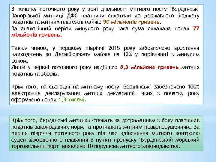 З початку поточного року у зоні діяльності митного посту 