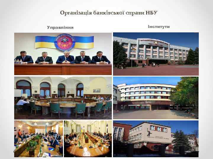 Організація банківської справи НБУ Управління Інститути 