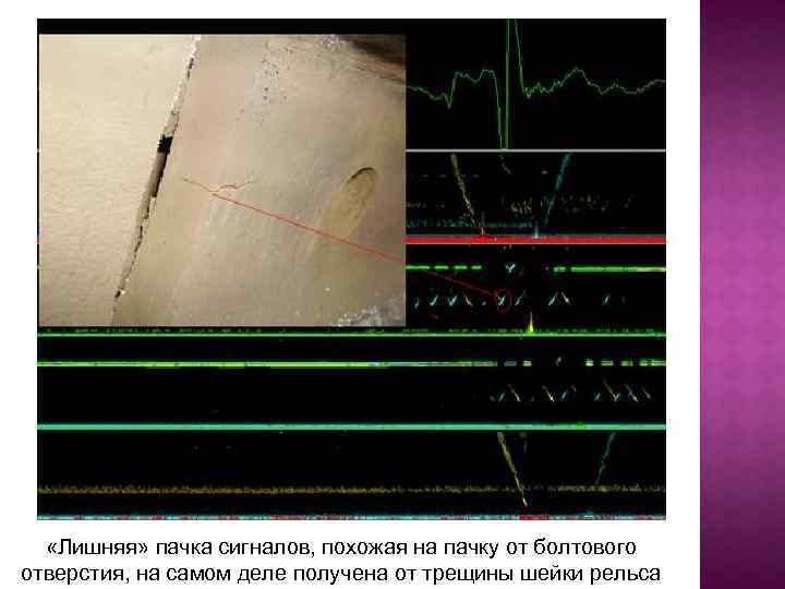  «Лишняя» пачка сигналов, похожая на пачку от болтового отверстия, на самом деле получена