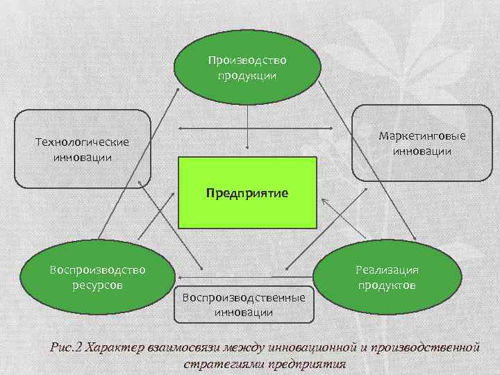 Производство продукции Маркетинговые инновации Технологические инновации Предприятие Воспроизводство ресурсов Воспроизводственные инновации Реализация продуктов Рис.