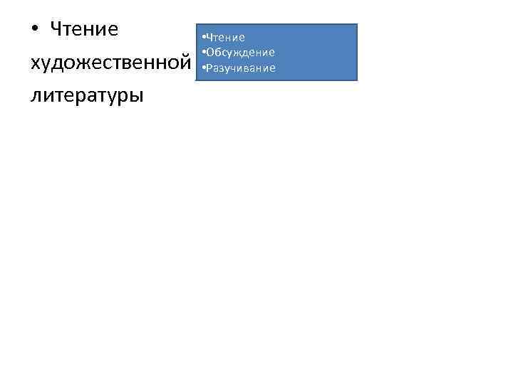  • Чтение • Обсуждение художественной • Разучивание литературы 