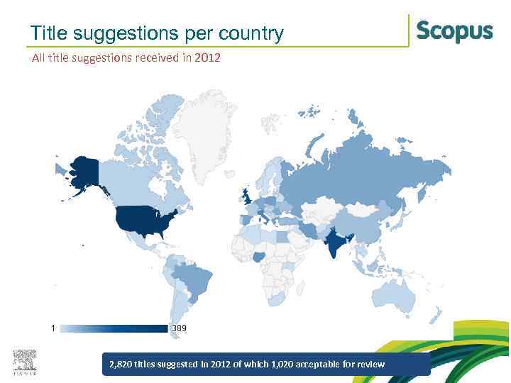 Title suggestions per country All title suggestions received in 2012 2, 820 titles suggested