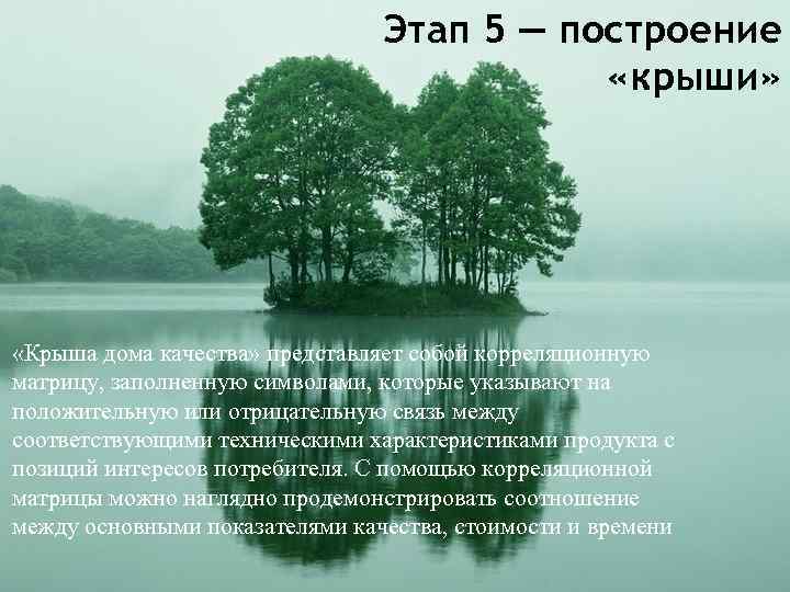 Этап 5 — построение «крыши» «Крыша дома качества» представляет собой корреляционную матрицу, заполненную символами,