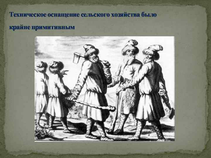 Техническое оснащение сельского хозяйства было крайне примитивным 